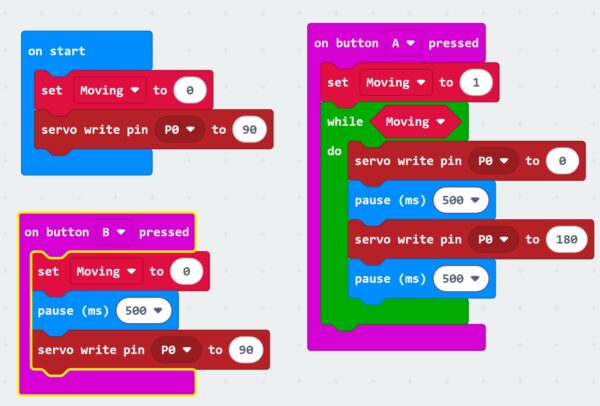 Code for turning a servo